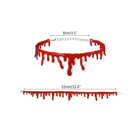 🩸 Halloween Vampire Costume Cosplay Dripping Blood Choker Necklace NEW - Picture 4 of 13